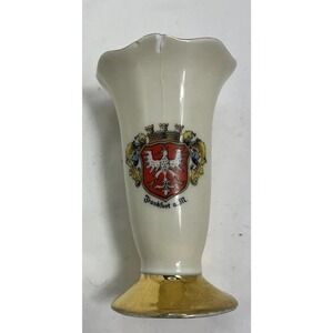 Frankfurt Crest Souvenir Vase West Germany Bavaria Figurine Ceramic Porcelain
